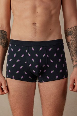 Boxer Barbati Intimissimi Eggplant in Stretch Supima® Bumbac Albastri | RO WY2637