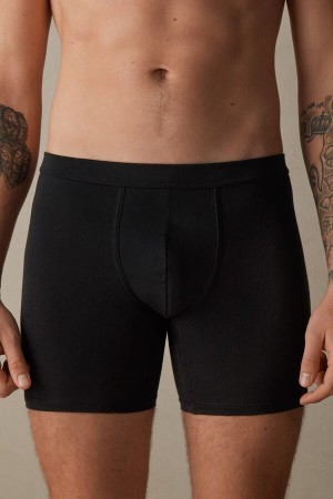 Boxer Barbati Intimissimi Long in Stretch Supima® Bumbac Negrii | RO IS2631