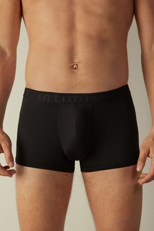 Boxer Barbati Intimissimi Microfiber Logo Shorts Negrii | RO QZ2611