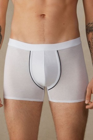 Boxer Barbati Intimissimi Natural Fresh Supima® Bumbac Albi Albastri | RO MA2586