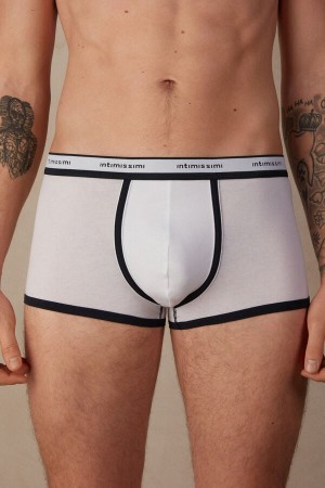 Boxer Barbati Intimissimi Natural Fresh Supima® Bumbac with Logo Albi Albastri | RO LH2664