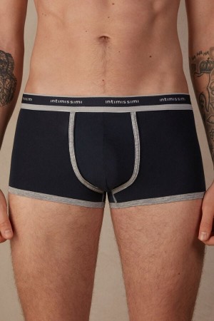 Boxer Barbati Intimissimi Natural Fresh Supima® Bumbac with Logo Albastri Gri Deschis | RO JJ2666