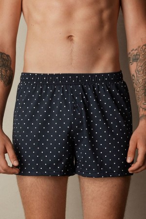 Boxer Barbati Intimissimi Patterned Bumbac Jersey Relaxed Fit Albastri | RO AP2601