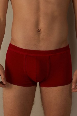 Boxer Barbati Intimissimi Stretch Supima® Bumbac Shorts with Logo Detail Rosii Rosii | RO WY2610