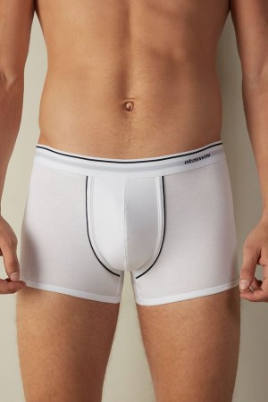 Boxer Barbati Intimissimi Supima® Bumbac Albi Albastri | RO OR2577