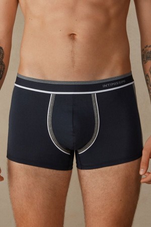 Boxer Barbati Intimissimi Two-tone in Stretch Supima® Bumbac Albastri Gri Inchis | RO GL2571