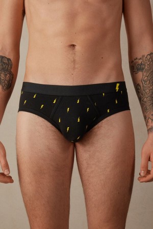 Chiloți Barbati Intimissimi Lightning Bolt in Stretch Supima® Bumbac Negrii | RO UT2721