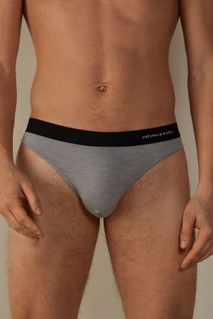 Chiloți Barbati Intimissimi Logo Detailed Microfiber Tanga Gri Deschis | RO UT2676