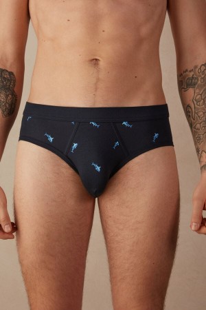 Chiloți Barbati Intimissimi Shark in Stretch Supima® Bumbac Albastri Gri Inchis | RO DN2715