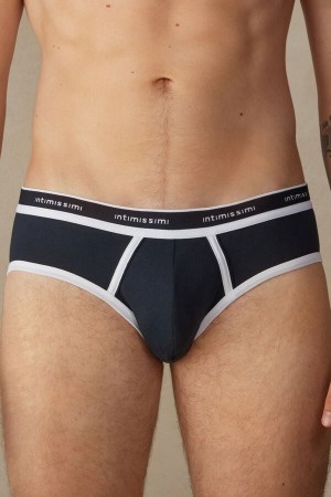 Chiloți Barbati Intimissimi Stretch Supima® Bumbac with Logo Detail Albastri Albi | RO CE2687