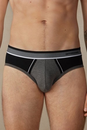 Chiloți Barbati Intimissimi Two-Tone Stretch Supima® Bumbac Gri Inchis Negrii | RO VD2686