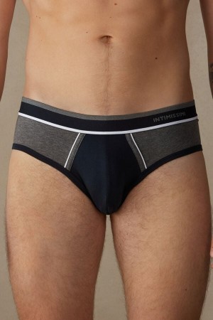 Chiloți Barbati Intimissimi Two-Tone Stretch Supima® Bumbac Albastri Gri Inchis | RO ZG2689