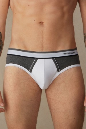 Chiloți Barbati Intimissimi Two-Tone Stretch Supima® Bumbac Albi Gri Inchis | RO LH2690