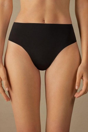 Chiloți Dama Intimissimi High Talie Tanga in Seamless Ultralight Microfiber Negrii | RO CE2281