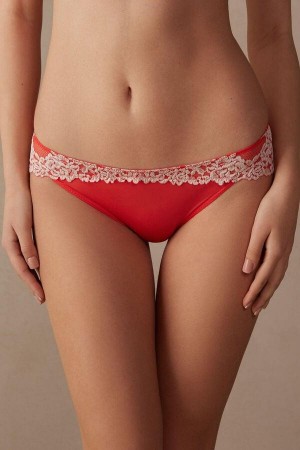 Chiloți Dama Intimissimi Pretty Flowers Rosii Inchis Albi | RO VD2355