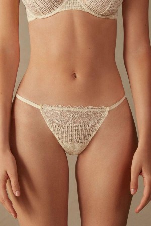 Chiloți Dama Intimissimi Romantic Heritage String Tanga Albi | RO GL2274