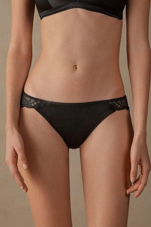 Chiloți Dama Intimissimi Silk and Dantela Briefs Negrii | RO OR2447