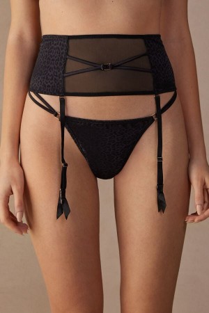 Lenjerie Dama Intimissimi Cool Minimal Garter Belt Negrii | RO IS1903