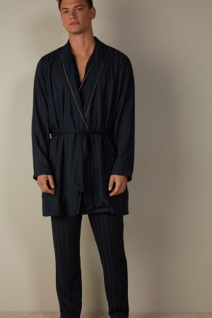 Pijama Barbati Intimissimi Modal Robe Albastri Inchis | RO FM2909