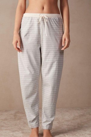 Pijama Dama Intimissimi Casual Sunday Full Length Pants Gri Galbeni Deschis Bej | RO PQ2035