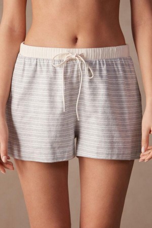 Pijama Dama Intimissimi Casual Sunday Shorts Gri Galbeni Deschis Bej | RO MA1973