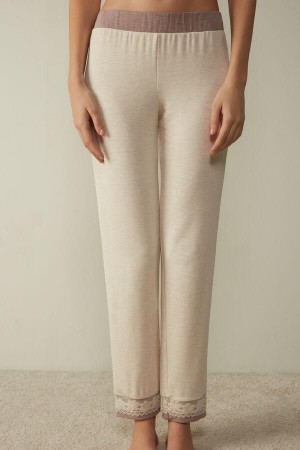 Pijama Dama Intimissimi Clasici Beauty Modal and Lână Cuffed Pants Bej | RO LH2070