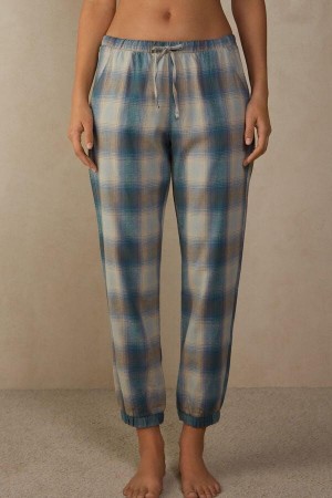 Pijama Dama Intimissimi Cozy Mountains Brushed Cloth Pants with Cuffs Albastri | RO FM2065