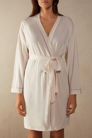 Pijama Dama Intimissimi Modal Kimono Galbeni Deschis Albi | RO OR2190