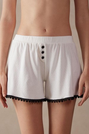 Pijama Dama Intimissimi Pure Joy Bumbac Shorts Albi | RO NB1972