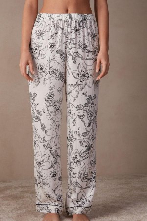 Pijama Dama Intimissimi Pure Joy Full Length Satin Pants Albi Gri | RO EX2028