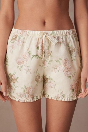 Pijama Dama Intimissimi Scent of Roses Bumbac Cloth Shorts Colorati Albi | RO VD1970