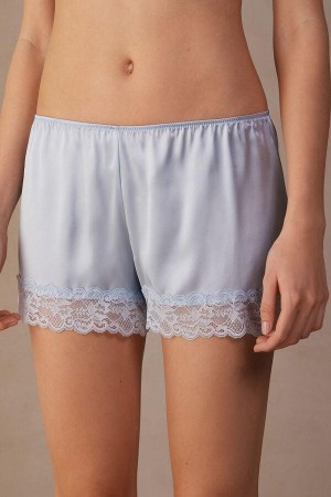 Pijama Dama Intimissimi Silk Shorts Albastri | RO WY1975