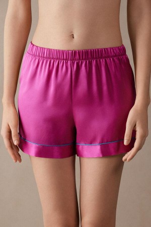 Pijama Dama Intimissimi Silk Shorts with Contrast Trim Roz | RO UT1980