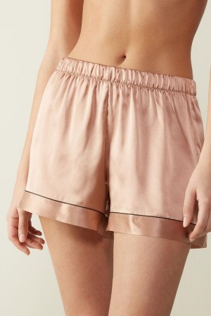 Pijama Dama Intimissimi Silk Shorts with Contrast Trim Roz | RO XF1994