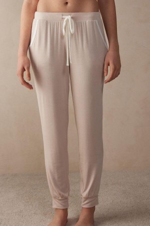 Pijama Dama Intimissimi Simple Elegance Full Length Jogger Pants in Modal Roz Albi | RO KI2043