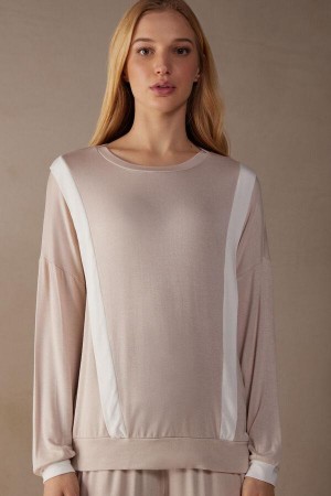 Pijama Dama Intimissimi Simple Elegance Long Sleeve Top in Modal Roz Albi | RO GL2144