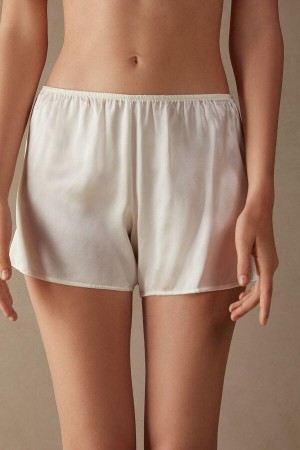 Pijama Dama Intimissimi Smooth Silk-Satin Shorts Albi | RO QZ2000