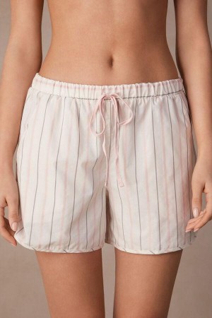 Pijama Dama Intimissimi Soft Spring Bumbac Cloth Shorts Bej Roz | RO BC1971