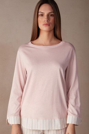 Pijama Dama Intimissimi Soft Spring Long Sleeve Bumbac Top Roz | RO RW2133