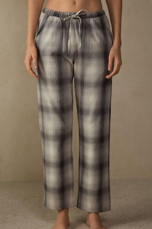 Pijama Dama Intimissimi Warm Cuddles Pants in Brushed Cloth Gri Albi | RO DN2064