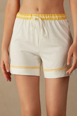 Pijama Dama Intimissimi Yellow Submarine Shorts in Supima® Ultrafresh Bumbac Albi | RO FM1987