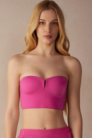 Sutiene Dama Intimissimi Bustier Top in Ultralight Microfiber Roz | RO UT1200