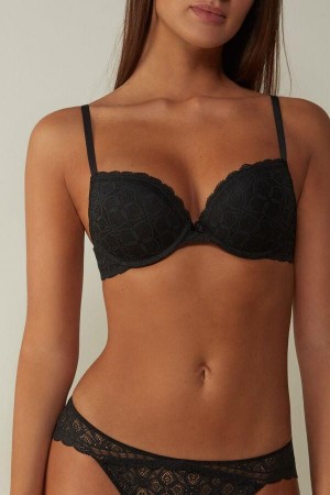 Sutiene Dama Intimissimi Elettra Super Push-up in Dantela Negrii | RO DN1310