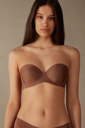 Sutiene Dama Intimissimi Giada Microfiber Bandeau Bej Inchis | RO KI1107