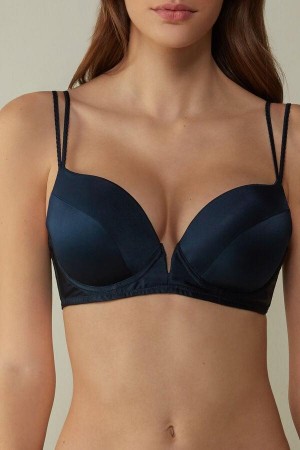 Sutiene Dama Intimissimi Mia Silk Super Push-Up Albastri | RO OR1306