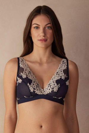 Sutiene Dama Intimissimi Pretty Flowers Lara Triangle Albastri Inchis Galbeni Deschis | RO ZG1265