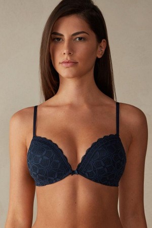 Sutiene Dama Intimissimi Silvia Push-up in Dantela Albastri | RO HK1287