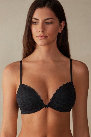 Sutiene Dama Intimissimi Silvia Push-up in Dantela Negrii | RO KI1289