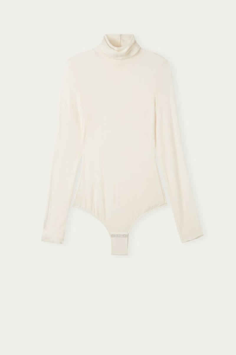 Body Dama Intimissimi High Collar in Modal Ultralight with Cashmere Galbeni Deschis | RO GL1650