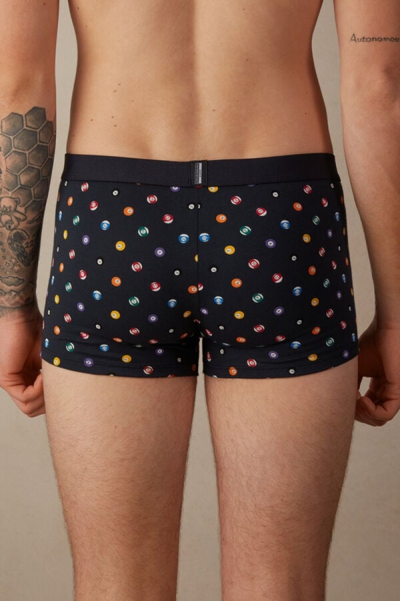 Boxer Barbati Intimissimi Billiard in Stretch Supima® Bumbac Albastri | RO NB2640